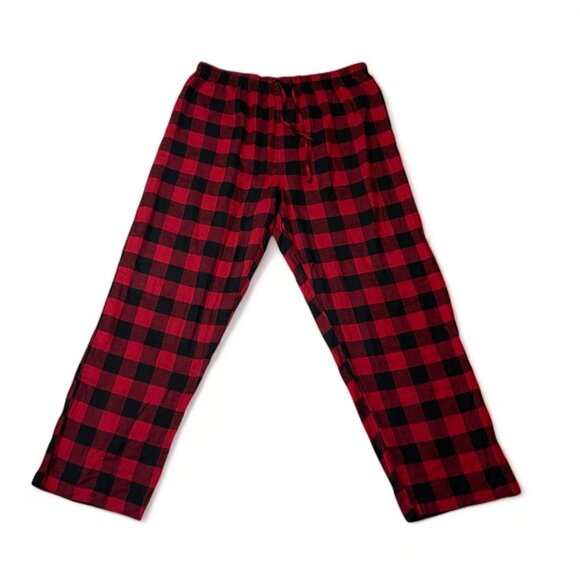 Mens Red and Black Plaid Pajama Pants Size XL Elastic Waist Drawstring - Picture 1 of 9